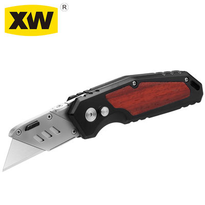 Un buon prezzo. SX355 Coltello Utilità Pieghevole Premium per Impieghi Gravosi con Intarsi in Legno e Testa in Alluminio in linea