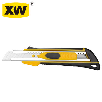 Un buon prezzo. Coltello multiuso retrattile a doppia zona giallo SX820 con scatto di sicurezza, sovrastampato bicolore in linea